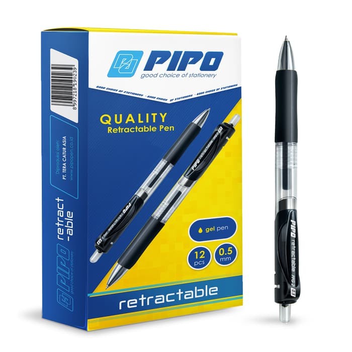 

Pulpen gel Retractable PPG2 Tinta hitam isi 12 pcs