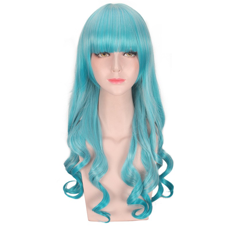 LOL-22 wig rambut palsu lolita cosplay harajuku daily tosca sea blue