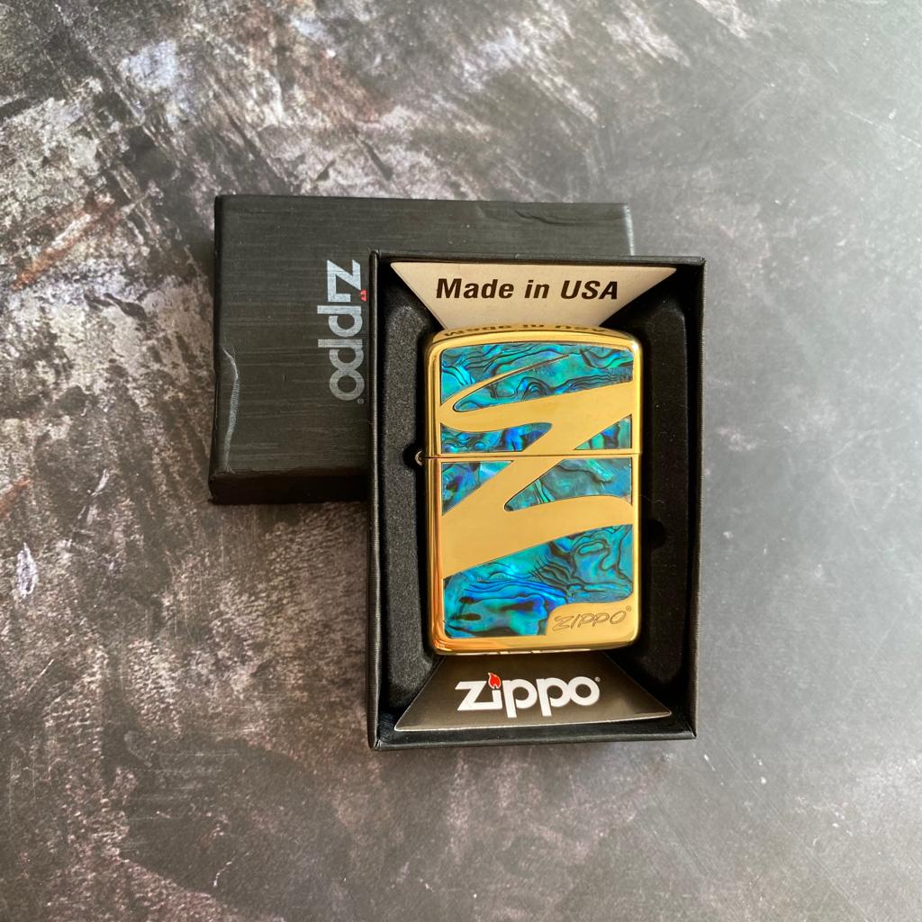 Korek Api ZIPPO Gold Premium Blue Wave