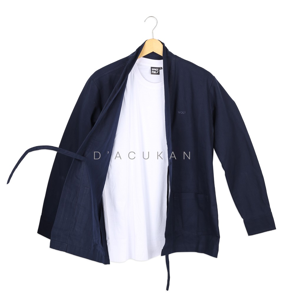 WOLV Kimono Pria Outer Loose Casual Lengan Panjang WOLV Kimono Pria Outer Loose Casual Lengan Panjang