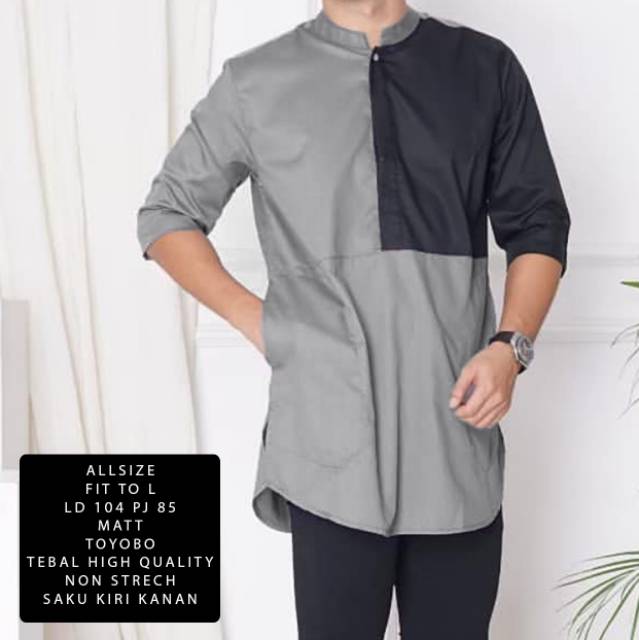 TOTOTAshop.Baju KOKO RIVAN,Bahan TOYOBO tebal premium.kiri kanan ada kantong.real pict