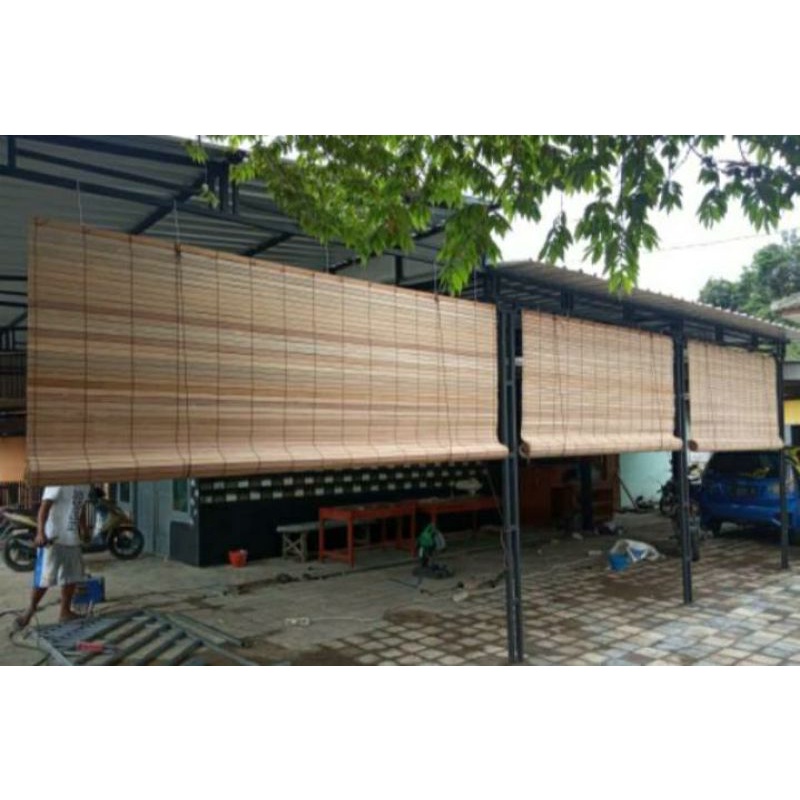 krey bambu tirai sawit ukuran 2x2m+tali penggulung dan katrol