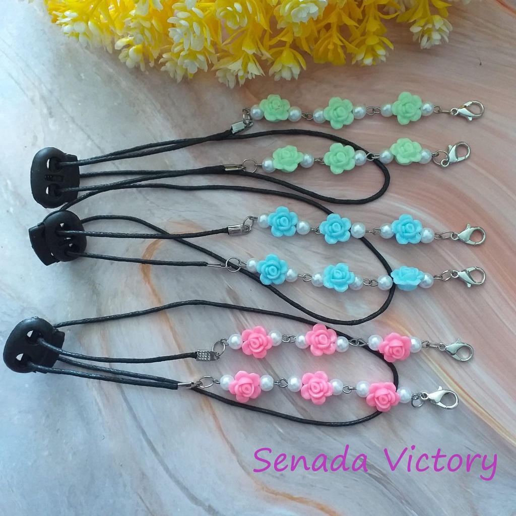 Senada Victory Kalung Strap Masker Bunga Pastel Susun 2 IN 1 konektor Masker SVM0011