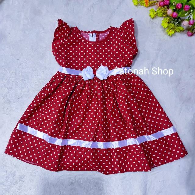 Dress anak 1 2 tahun ( dress polka anava PT ) tutul polka