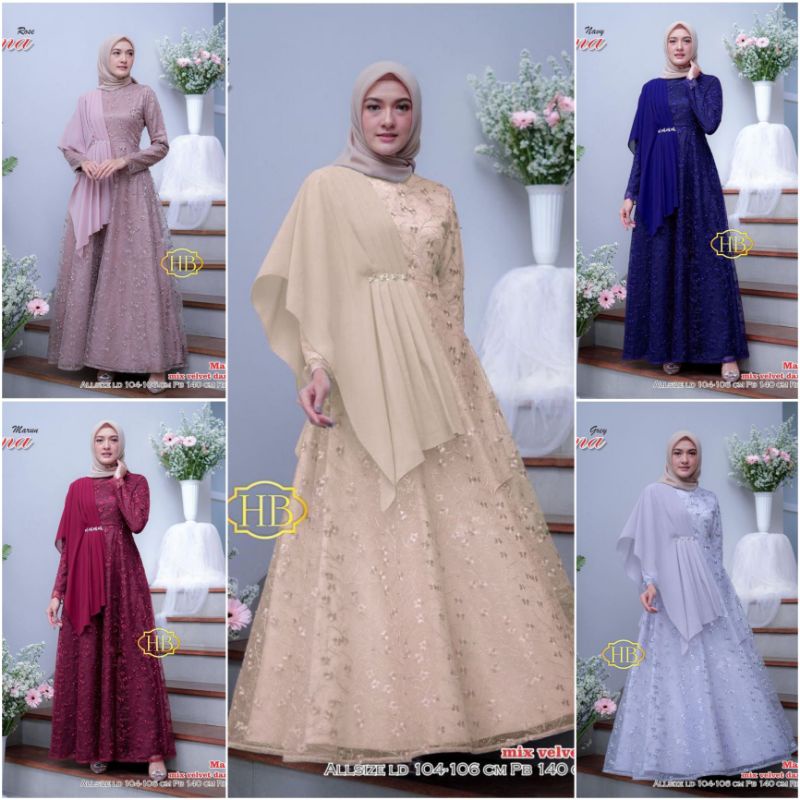 ALEENA DRESS GAMIS BROKAT / GAMIS MUSLIM ALEENA / DRESS MUSLIM BROKAT