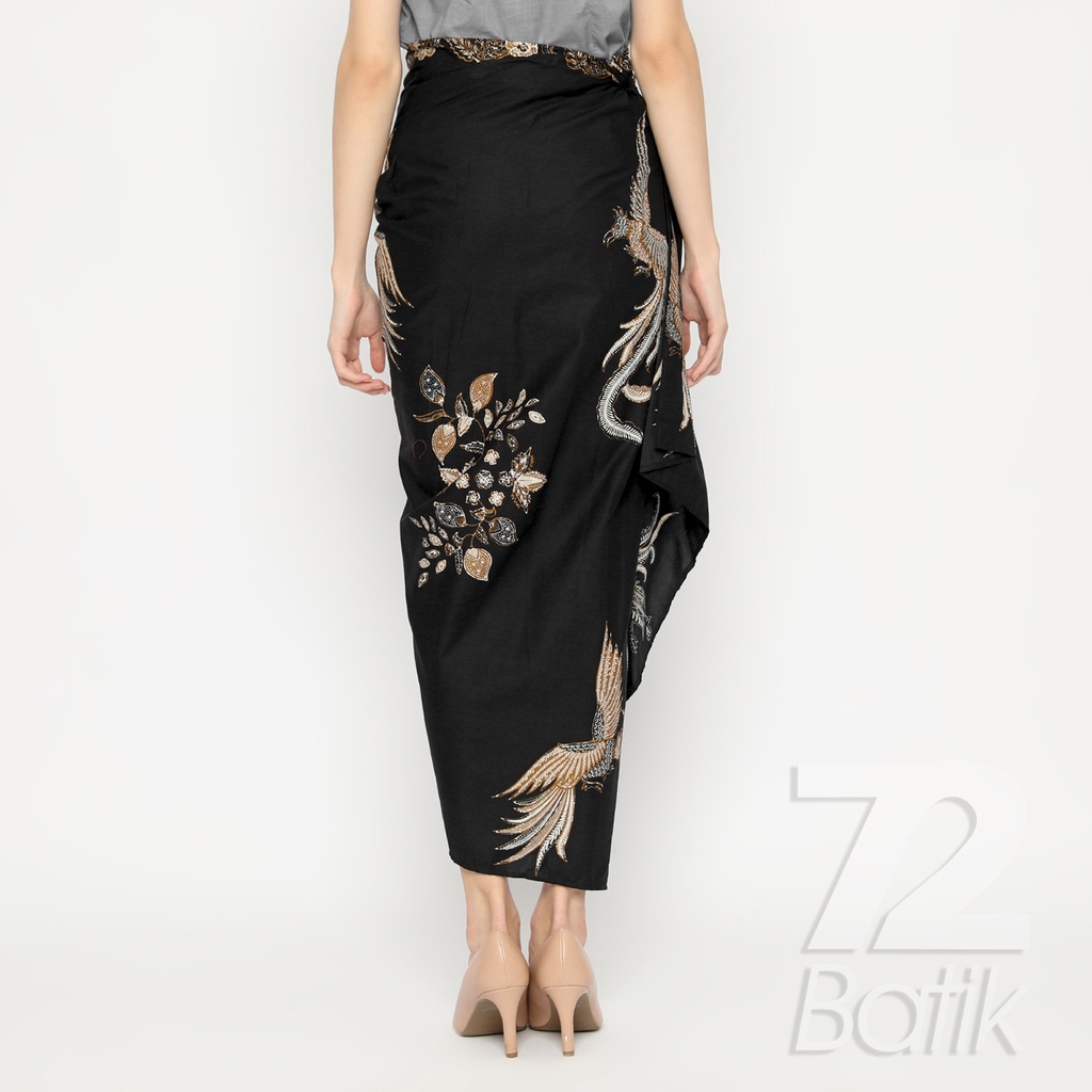 BATIK COUPLE MODERN Kemeja Rok Lilit Instan Batik Pria Lengan Panjang Premium Motif Burung Hitam 721064 CAP 72