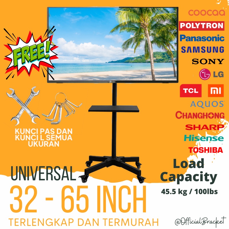 Stand Bracket TV LED LCD Tebal 2.5mm 800 x 400 Braket Universal Semua Merek TV 32 - 65 Inch - Black / white