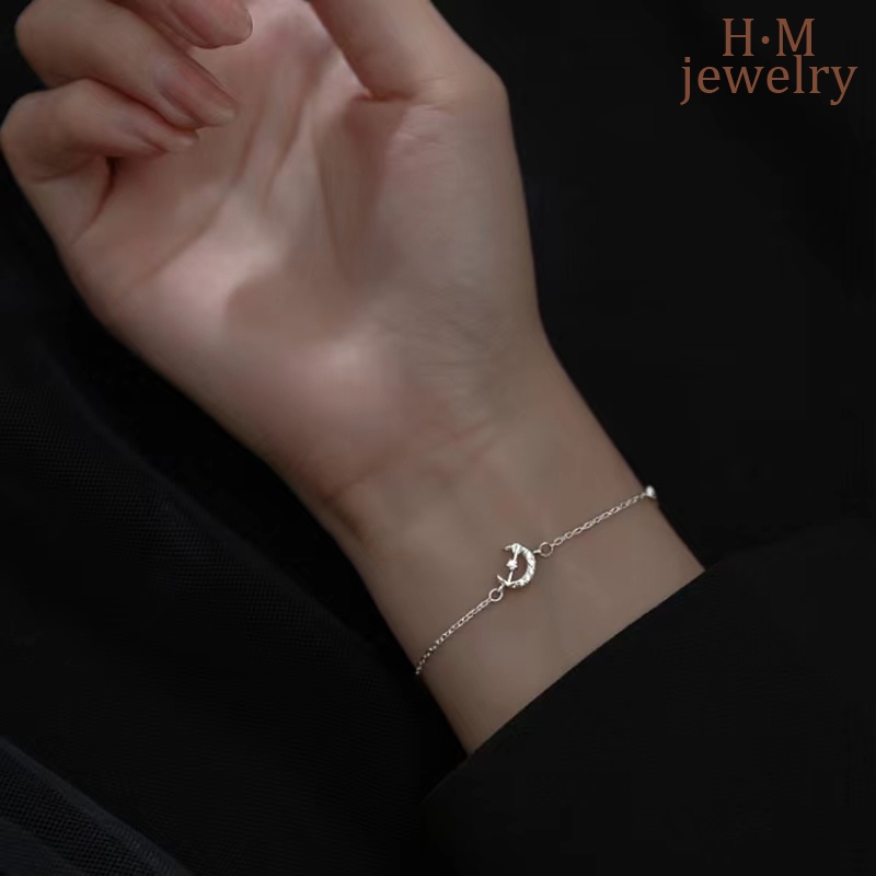 Gelang Tangan Rantai Sterling Silver 925 Aksen Berlian Imitasi Untuk Wanita