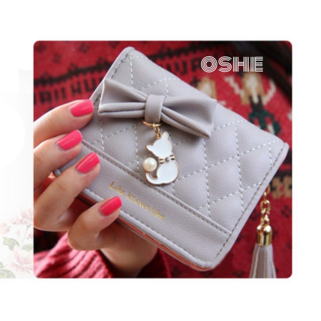 dompet lipat / dompet  kecil wanita gantung kucing