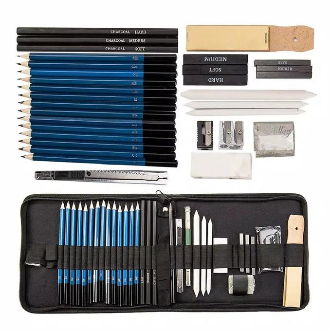 

Sale! Sketching 40 Pcs Pencil Set Drawing Kit Tools Pensil Gambar Sketsa Art Murah