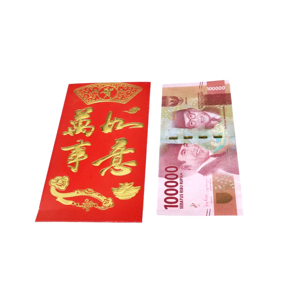

Bungkus Angpao Tebal Hot Print Emas Hongbao Merah Wanshi Ruyi 999
