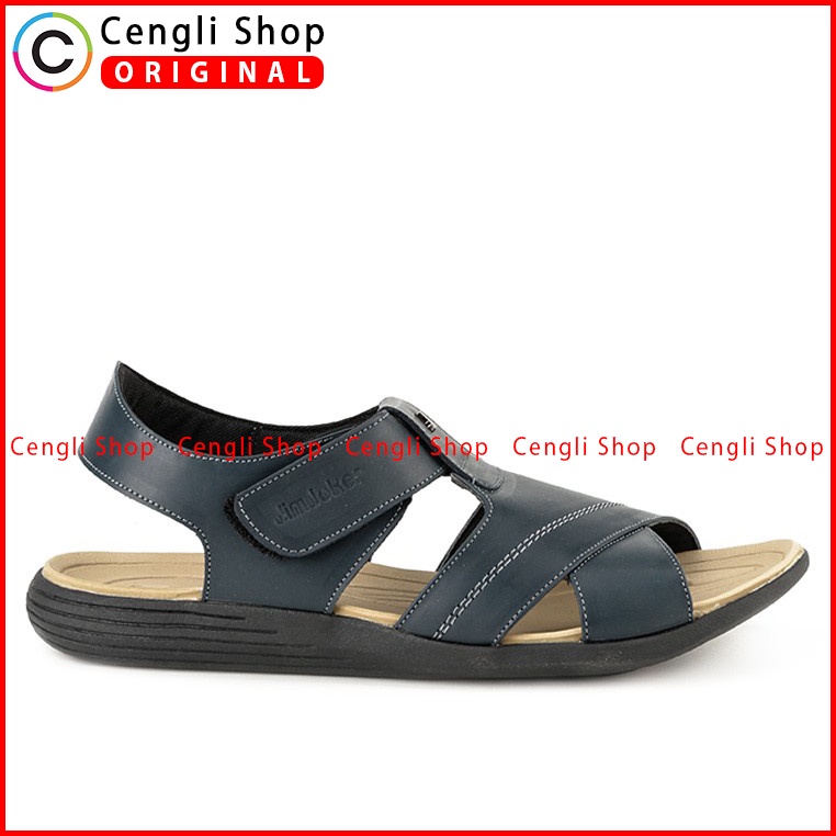 SANDAL CASUAL JIM JOKER PRIA ORIGINAL SLINGBACK KULIT BIRU NAVY JJ02