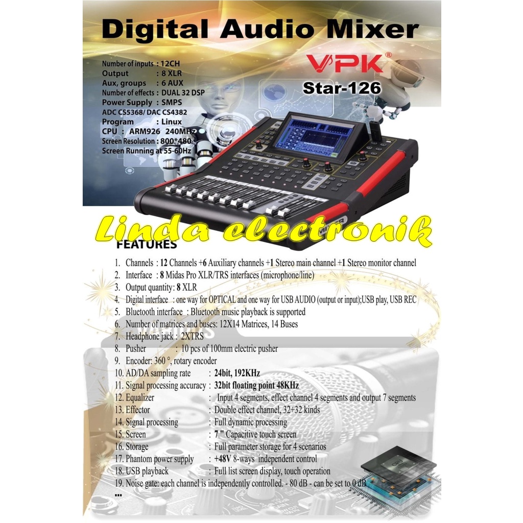 digital audio mixer vpk star 126 vpk star-126 original garansi resmi