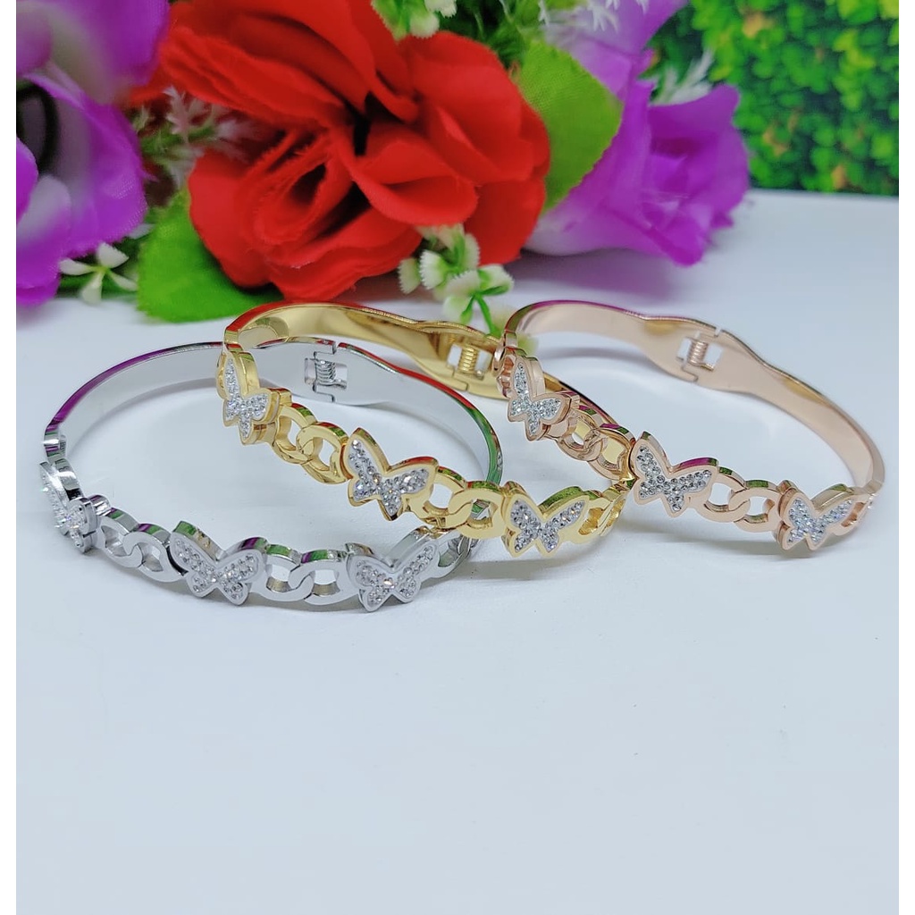 Titanium set（ gelang ,anting ,cincin）permata fashion jewellery