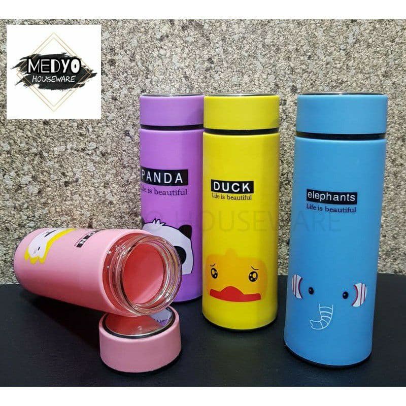 Botol Minum Kaca Termos Kaca Botol Air Unik Motif Animal 450ml-1