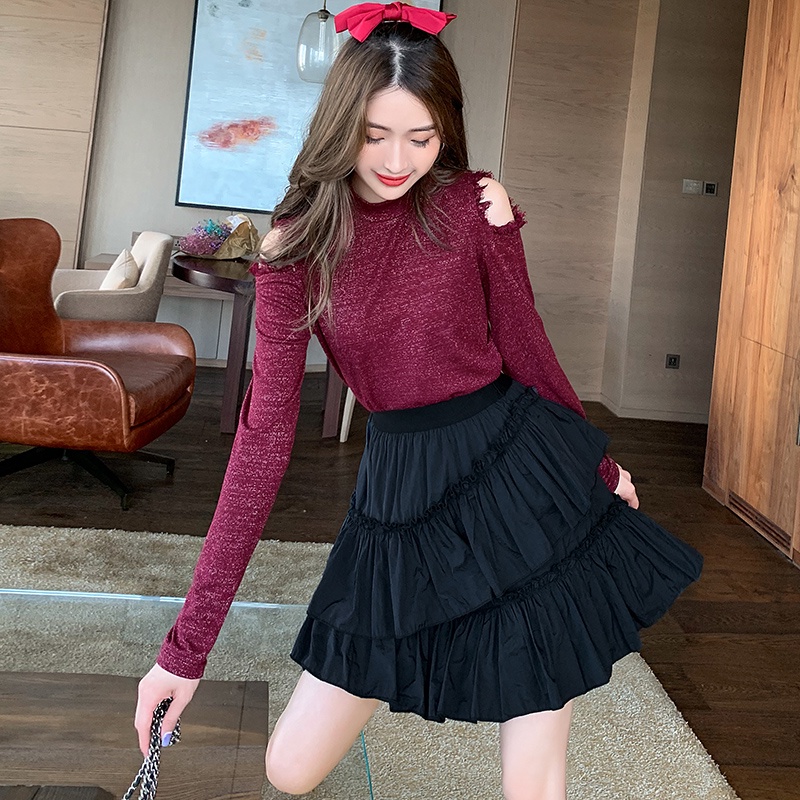 【Rozen】Pleated  Patchwork Irregular Tiered Mini Skirt  7341