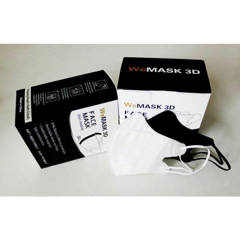 Masker Duckbill We Mask/Queen Mask/Y&B Care hitam putih 1 box  isi 50 pcs