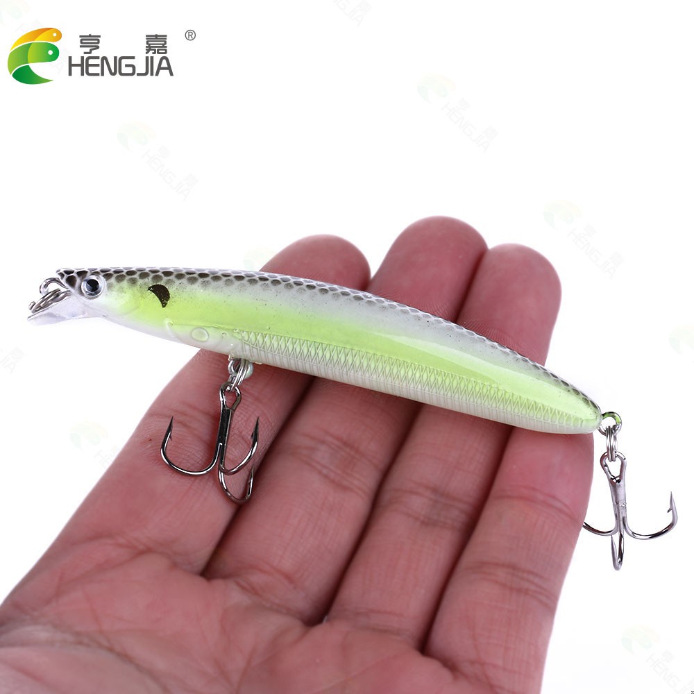 HENGJIA 1pc Umpan Pancing Hard Bait Bentuk Ikan Kecil 3d 9cm 9g Floating Lure Dengan Kail 6 #