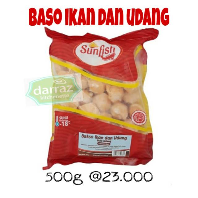 Sunfish Bakso Ikan dan Udang 500gr/Bola Udang / frozen food