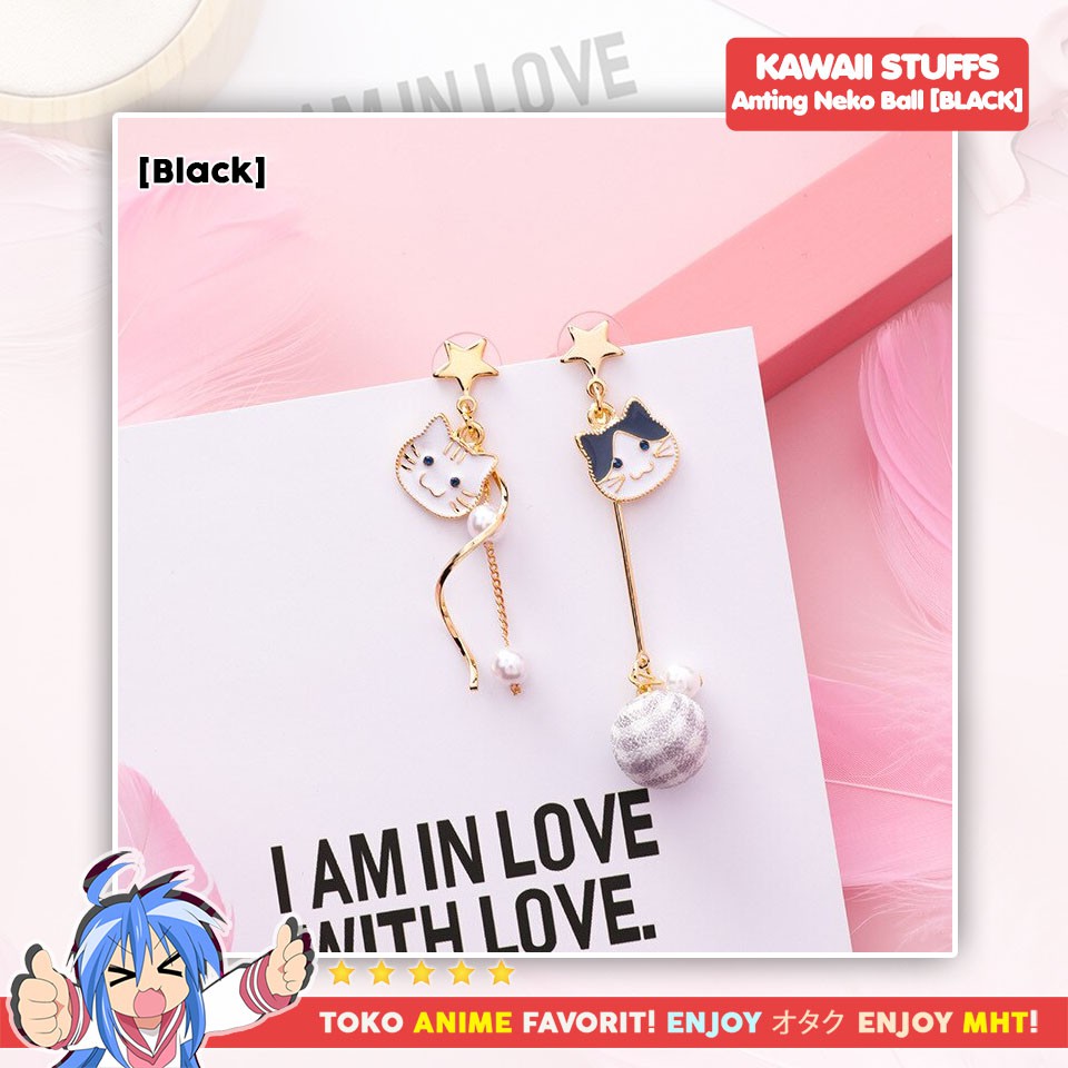 Anting Fashion Neko Cat Kucing Ball Bola Lucu Kawaii Terlaris