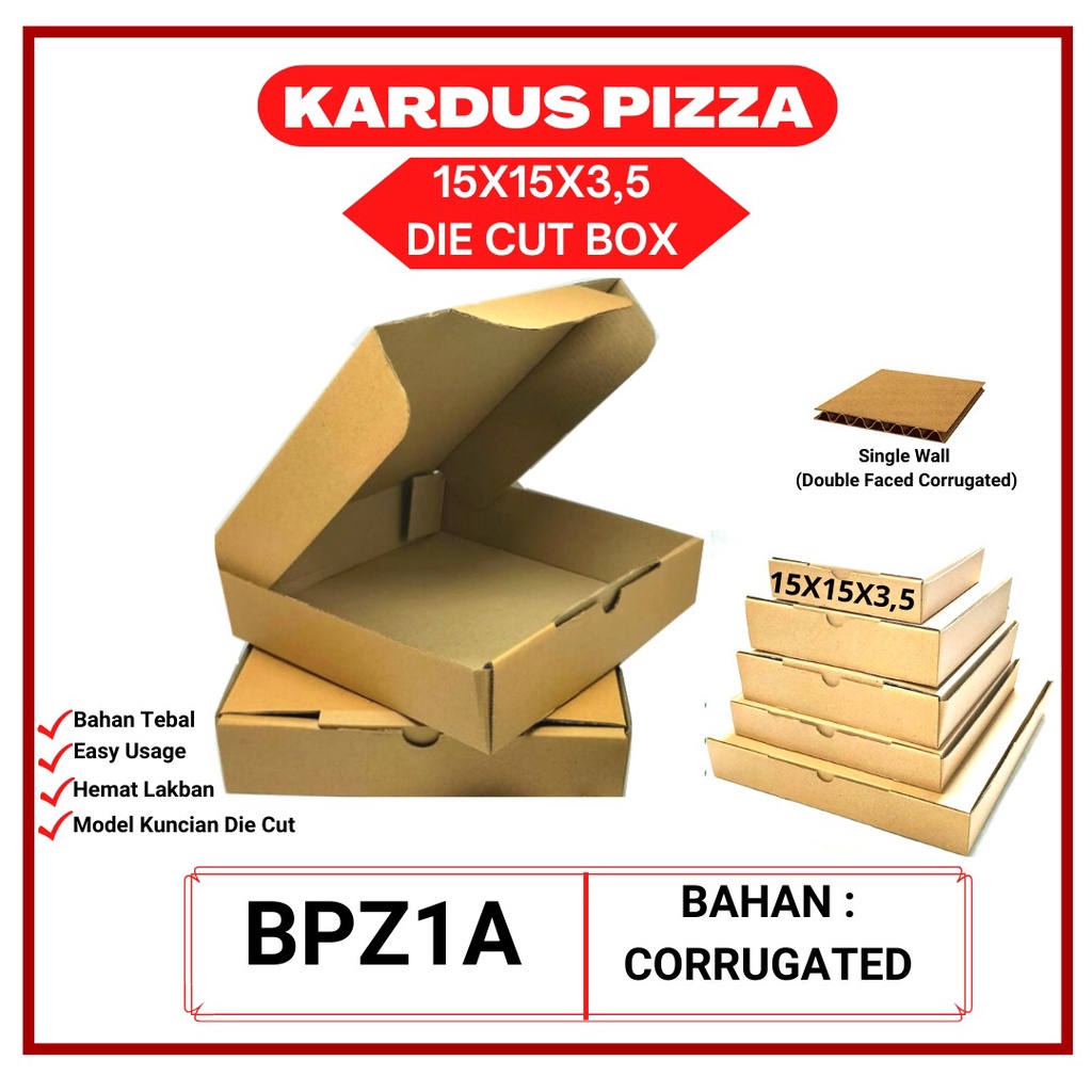 Kardus Brownies 15X15X3.5 Die Cut E-flute (BPZ1A-Corrugated)