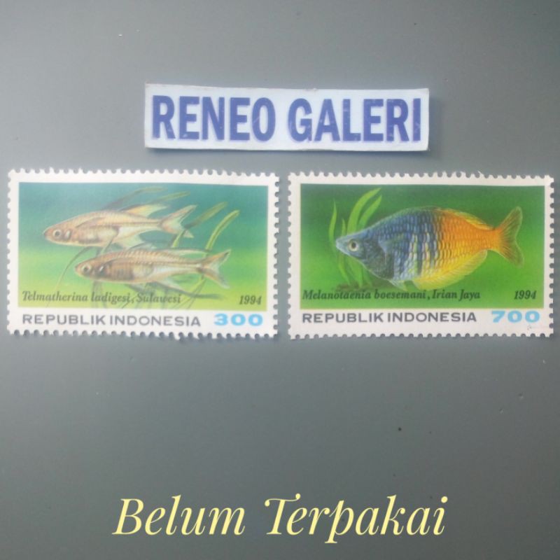 

2pcs. Set Pecahan Lengkap Perangko seri Ikan Hias Air Tawar tahun 1994 Prangko lama Kuno filateli