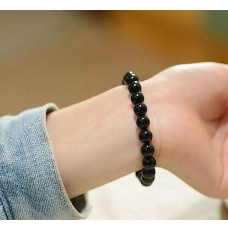 4s Grosir Solo || Gelang Simple Manik Hitam Polos Untuk Pria Dan Wanita