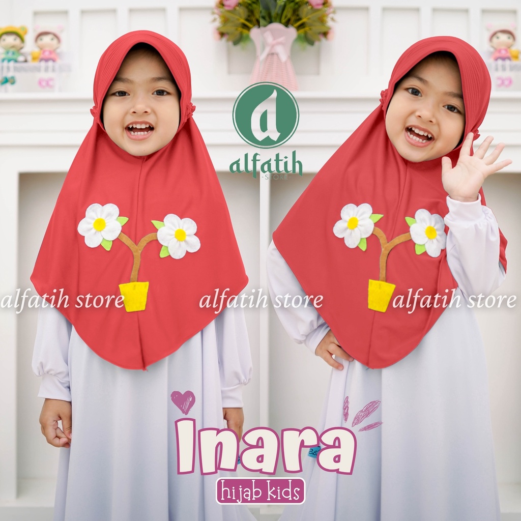 JILBAB ANAK TK - SD INARA / BUNGA INARA / JILBAB ANAK USIA 4-7 TAHUN / PAKAIAN MUSLIMANAK PEREMPUAN / KERUDUNG ANAK TK / HIJAB ANAK TK-SD KHIMAR ANAK