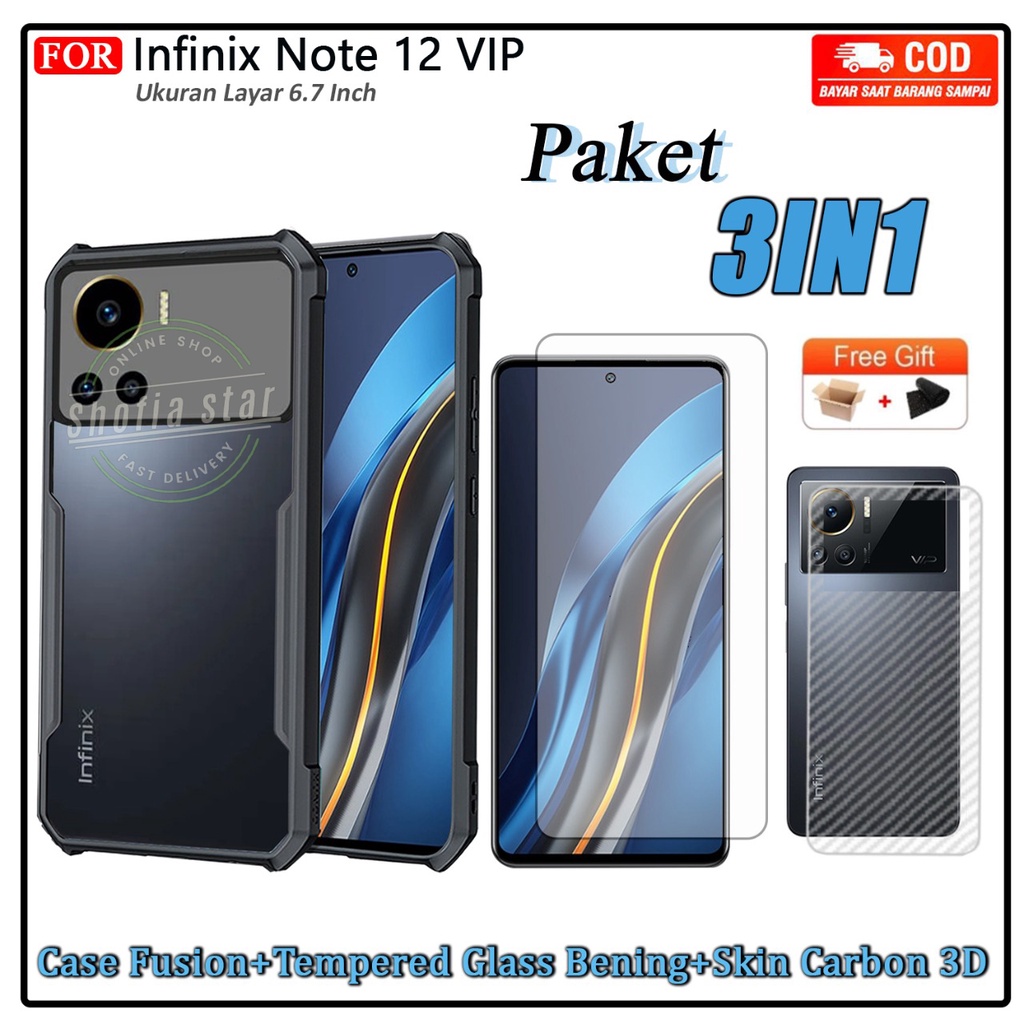 3IN1 Case Infinix Note 12 VIP Softcase Shockproof Transparan Casing