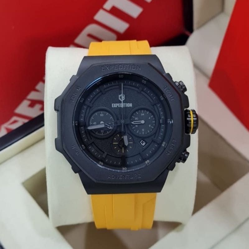 Jam Tangan Expedition E 6816 Pria / E6816 M Black Yellow Original