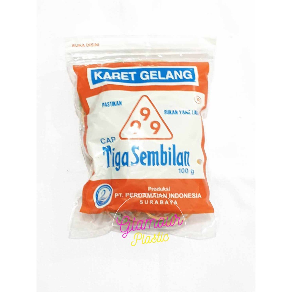 

Karet Gelang Merk TIGA SEMBILAN 999 (1 ons)/Karet Gelang