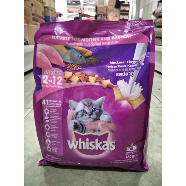 Makanan Kucing Whiskas Junior Makarel 450g