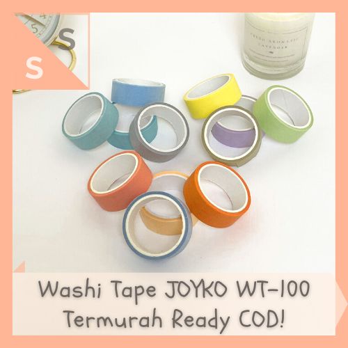 

[simplyshop] Paket 12 Pcs Roll Washi Deco Tape / Pita Kado Perekat Selotip Kertas Warna Joyko WT-100 15 mm x 3 M 4.9 Aesthetic Decoration Props