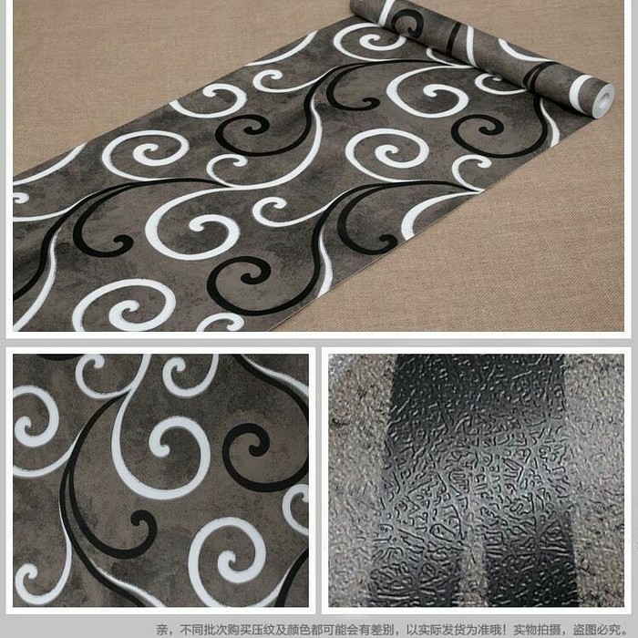 Wallpaper dinding 3d motif elegant / Wallpaper dinding kamar tidur anak wallstiker batik Ulir On Dark Grey 45Cm X 9m Cy1042 Wallpaper