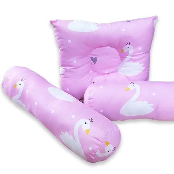 Bantal Guling Bayi Set 1 Bantal Peyang dan 2 Guling Bayi Motif Karakter