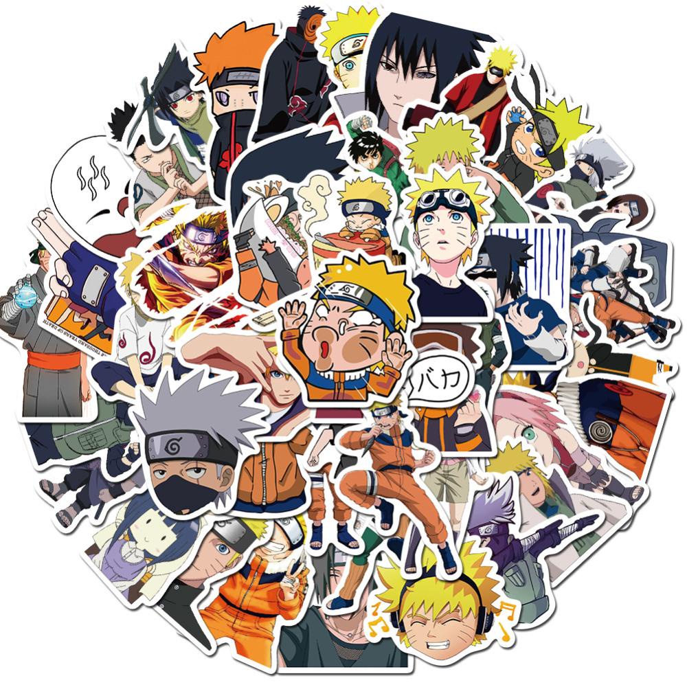 Timekey 50pcs / Pak Stiker Motif Kartun Anime Naruto Anti Air Untuk Skateboard / Motor / Gitar / Koper / Laptop / Sepeda A2K1