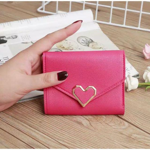 SC✌ DL065 Dompet Wanita kartu koin Mini LOVE Fashion Wanita Kekinian Dompet Wanita Murah Import-ROSE
