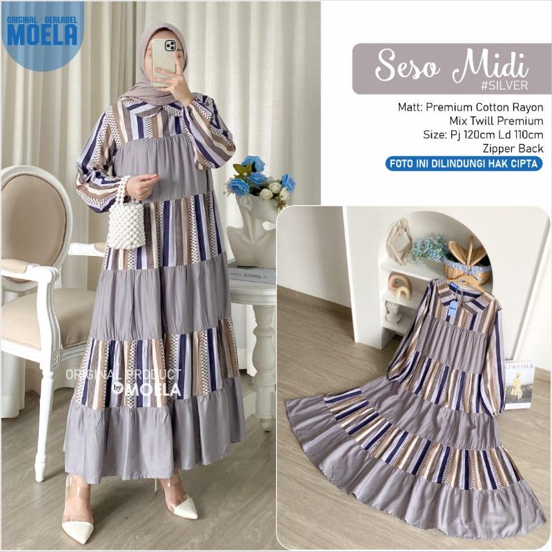 DRESS MIDI// TERBARU BY MOELA//SESO MIDI-3warna