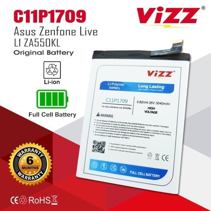 Vizz Double Power Battery Batre Baterai Vizz ASUS ZENFONE LIVE L1 ZA550KL X00RD C11P1709