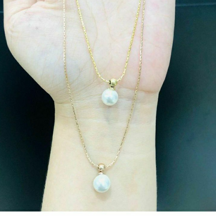 Kalung Liontin Mutiara Rantai Italy Titanium