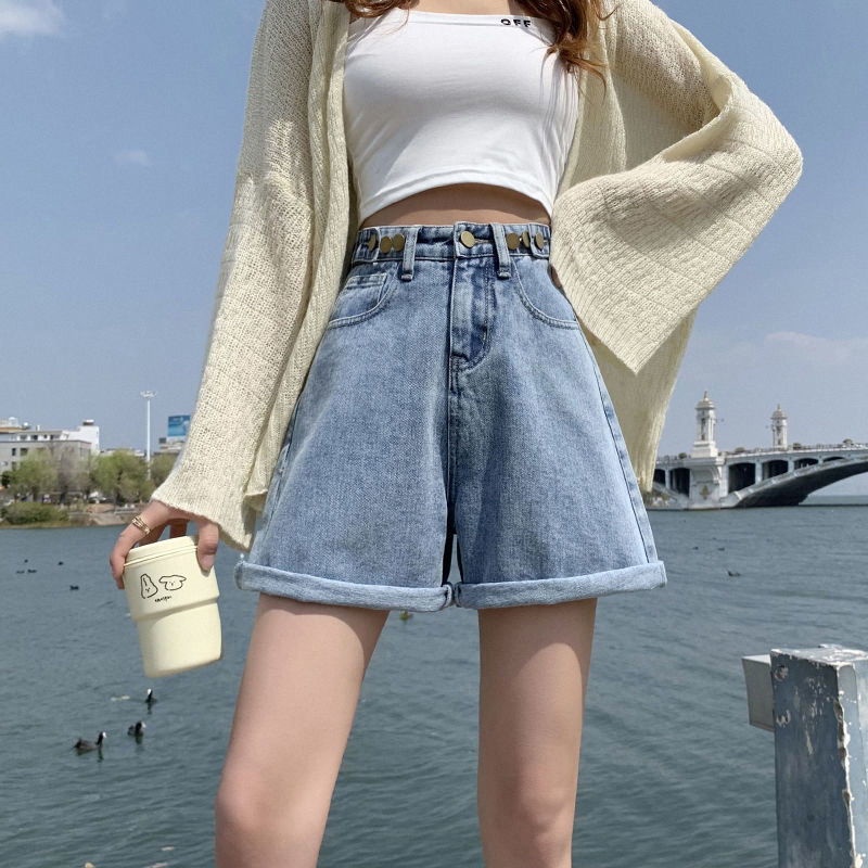 CEWEK_ID Celana hotpants Kulot jeans Korean style high waist pendek pinggang tinggi dewasa cewek jumbo loose longgar oversize jens denim jins kekinian short