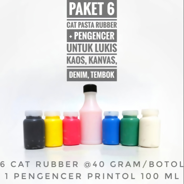 

Dijual Paket 6 Cat Pasta Rubber Lukis Kaos, Kanvas, Denim, Tembok + Pengencer Trendi