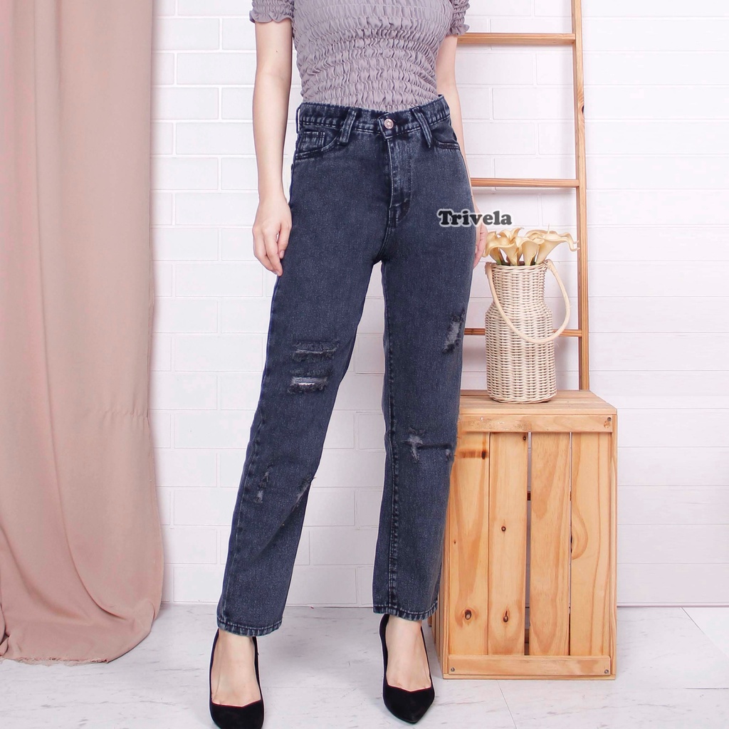 (FREE BELT) - BOYFRIEND JEANS SAMANTA / BOYFRIEND JEANS SOBEK LAPIS 27-36