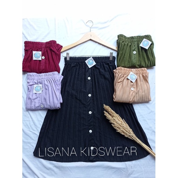 ROK PLISKET KANCING ANAK USIA 4-10 TAHUN/ROK PLISKET ANAK/ROK ANAK PEREMPUAN TERLARIS
