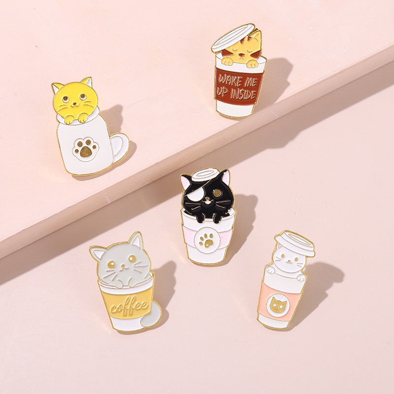 Pin Bros Lencana Enamel Bentuk Kartun Hewan Kucing Untuk Hadiah Teman