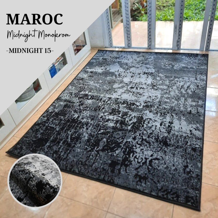 MAROC Karpet Lantai 160x210 Midnight Monokrom - Midnight 15