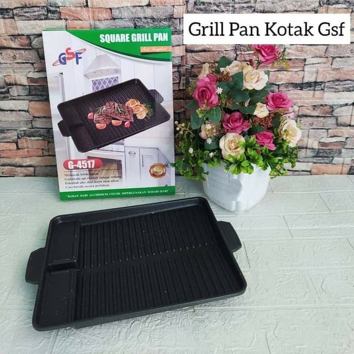 KOREAN BBQ YAKINIKU MULTI SQUARE GRILL PAN OIL FREE G-4517/ PANGGANGAN BBQ SERBAGUNA / SQUARE GRILL PAN GSF G-4517