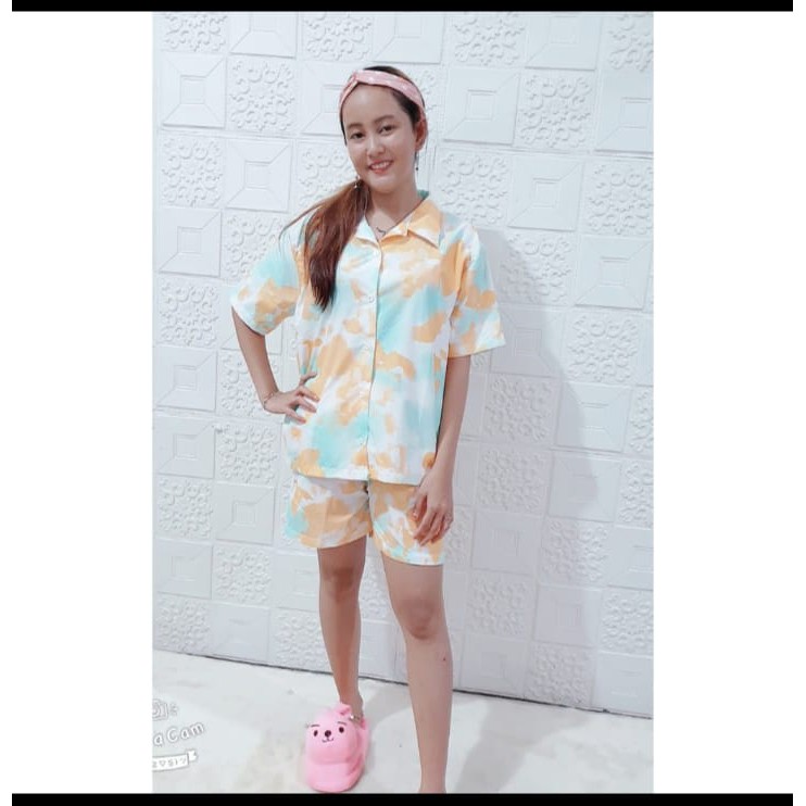 Galaxy - Set Hawaian Short / Tie Dye Shortsleeve / Bali Set / Tie Dye One Piyama / Celana Pendek All