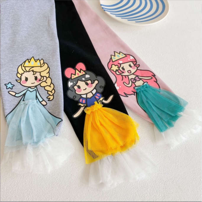 Legging Anak Import motif 3D Princess Frozen/Mermaid/Snow White/Sofia