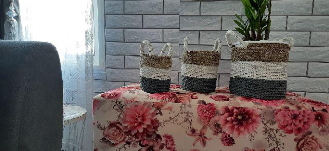 Set Isi 3 Keranjang Meja Anyaman Seagarass Grey